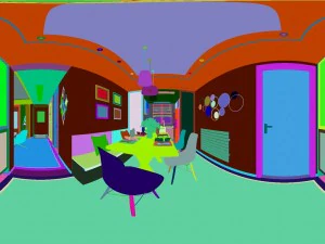 panoramic contemporary style kitchen with kitchen space 03 3D Model
