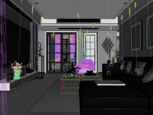 panoramic contemporary style kitchen with kitchen space 03 3D Model