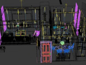 panoramic contemporary style kitchen with kitchen space 03 3D Model