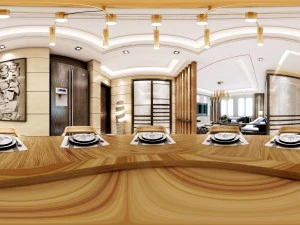 cocina panor&aacute;mica de estilo contempor&aacute;neo con espacio de cocina 04 Modelo 3D