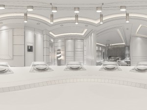 panoramic contemporary style kitchen with kitchen space 04 Modello 3D
