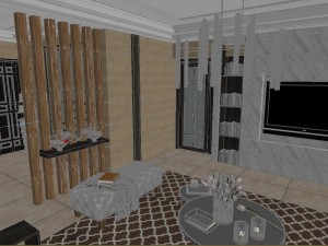 panoramic contemporary style kitchen with kitchen space 04 Modello 3D