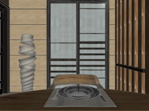 panoramic contemporary style kitchen with kitchen space 04 Modello 3D
