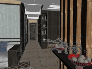 panoramic contemporary style kitchen with kitchen space 04 Modello 3D