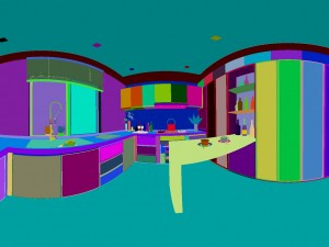 panoramic contemporary style dining room kitchen space 05 Modelo 3D