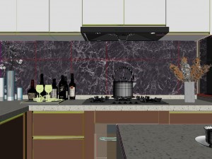 panoramic contemporary style dining room kitchen space 05 Modelo 3D