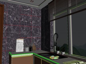 panoramic contemporary style dining room kitchen space 05 Modelo 3D