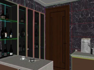 panoramic contemporary style dining room kitchen space 05 3D Model