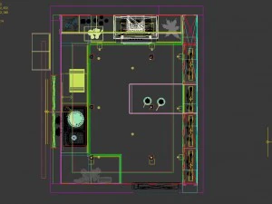 panoramic contemporary style dining room kitchen space 05 3D Model