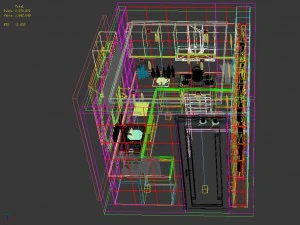 panoramic contemporary style dining room kitchen space 05 3D Model