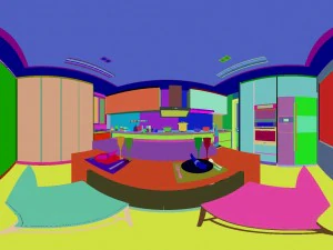 panoramic contemporary style dining room kitchen space 06 3D Model