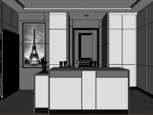 panoramic contemporary style dining room kitchen space 06 3D Модель