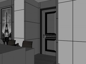 panoramic contemporary style dining room kitchen space 06 3D Модель