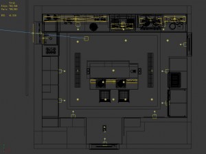 panoramic contemporary style dining room kitchen space 06 3D Модель