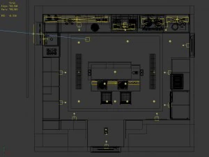panoramic contemporary style dining room kitchen space 06 3D Model