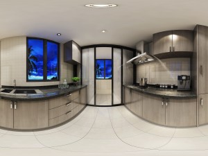 panoramic contemporary style kitchen with kitchen space 07 3D Model