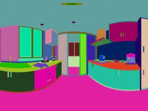 panoramic contemporary style kitchen with kitchen space 07 3D Model