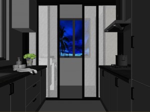panoramic contemporary style kitchen with kitchen space 07 3D Модель