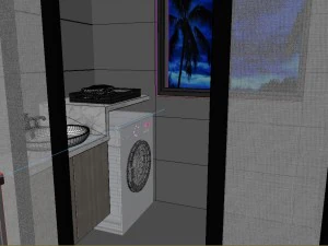 panoramic contemporary style kitchen with kitchen space 07 3D Model