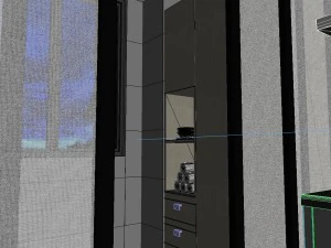 panoramic contemporary style kitchen with kitchen space 07 3D Model