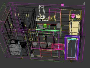panoramic contemporary style kitchen with kitchen space 07 3D Model
