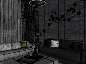 panoramic contemporary style kitchen with kitchen space 08 3D Model