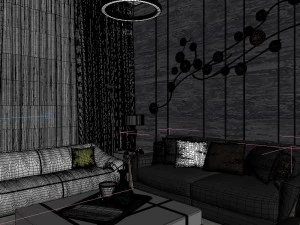 panoramic contemporary style kitchen with kitchen space 08 3D Model