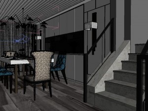 panoramic contemporary style kitchen with kitchen space 08 3D Model