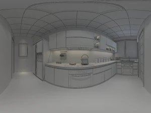 パノラマの現代的なスタイルのダイニング ルーム キッチン スペース 09 3Dモデル