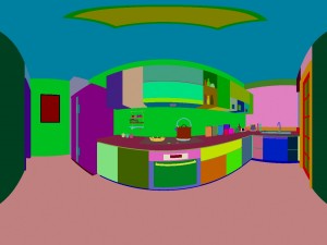 panoramic contemporary style dining room kitchen space 09 3D Модель