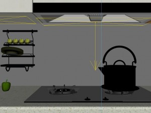 panoramic contemporary style dining room kitchen space 09 3D Модель