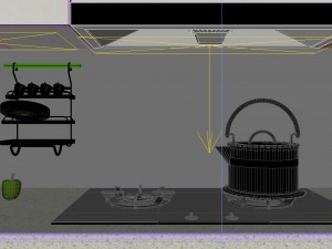 panoramic contemporary style dining room kitchen space 09 3D Модель