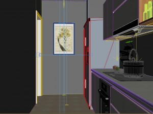 panoramic contemporary style dining room kitchen space 09 3D Модель