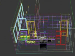 パノラマの現代的なスタイルのダイニング ルーム キッチン スペース 09 3Dモデル