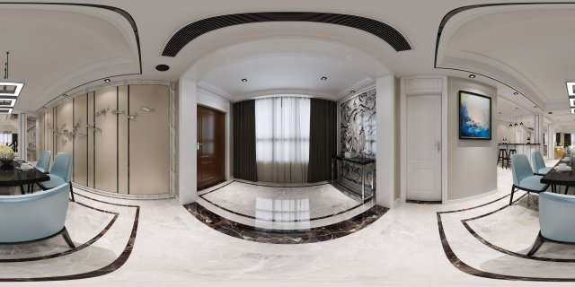 panoramic contemporary style dining room kitchen space 10 3D 模型 .c4d .max .obj .3ds .fbx .stl .blend