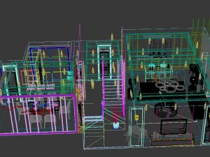 panoramic contemporary style dining room kitchen space 10 3D Model