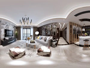 restaurante panor&aacute;mico de sal&oacute;n familiar de estilo moderno 01 Modelo 3D