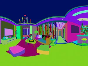 panoramic modern style family living room restaurant 01 3D Model