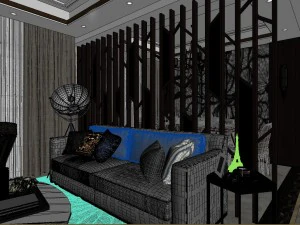 panoramic modern style family living room restaurant 01 3D Model