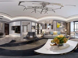 panoramiczny, nowoczesny, rodzinny salon, restauracja 02 Model 3D