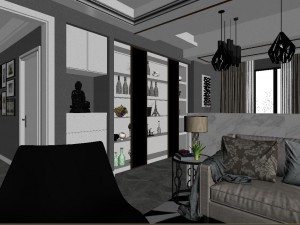 panoramic modern style family living room restaurant 02 3Dモデル