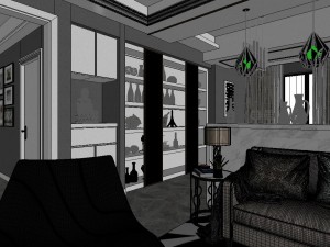 panoramic modern style family living room restaurant 02 3Dモデル