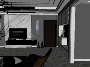 panoramic modern style family living room restaurant 02 3Dモデル