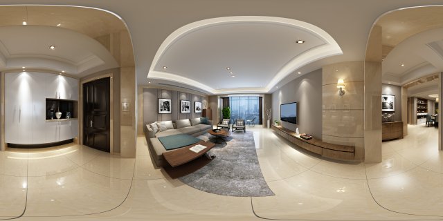 panoramic modern style family living room restaurant 03 3D Model .c4d .max .obj .3ds .fbx .stl .blend 
