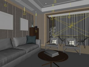 panoramic modern style family living room restaurant 03 3D Model