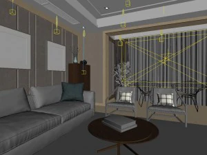 panoramic modern style family living room restaurant 03 3D Model