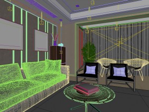 panoramic modern style family living room restaurant 03 3D Model