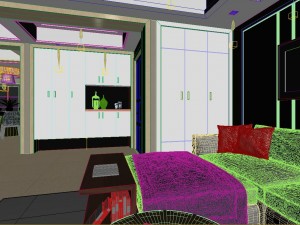 panoramic modern style family living room restaurant 03 3D Model