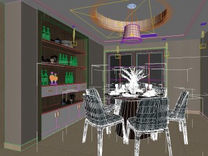 panoramic modern style family living room restaurant 03 3D Model