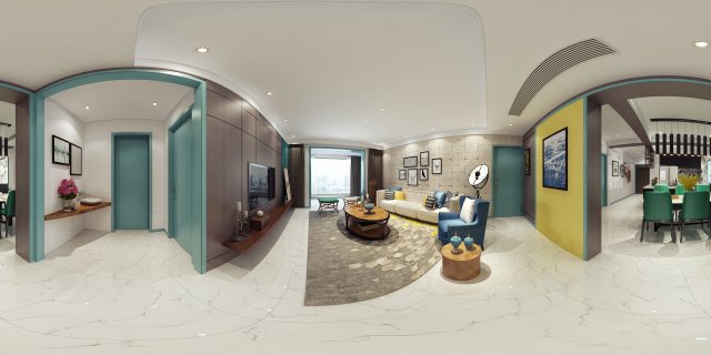 panoramic modern style family living room restaurant 04 3D Model .c4d .max .obj .3ds .fbx .stl .blend 